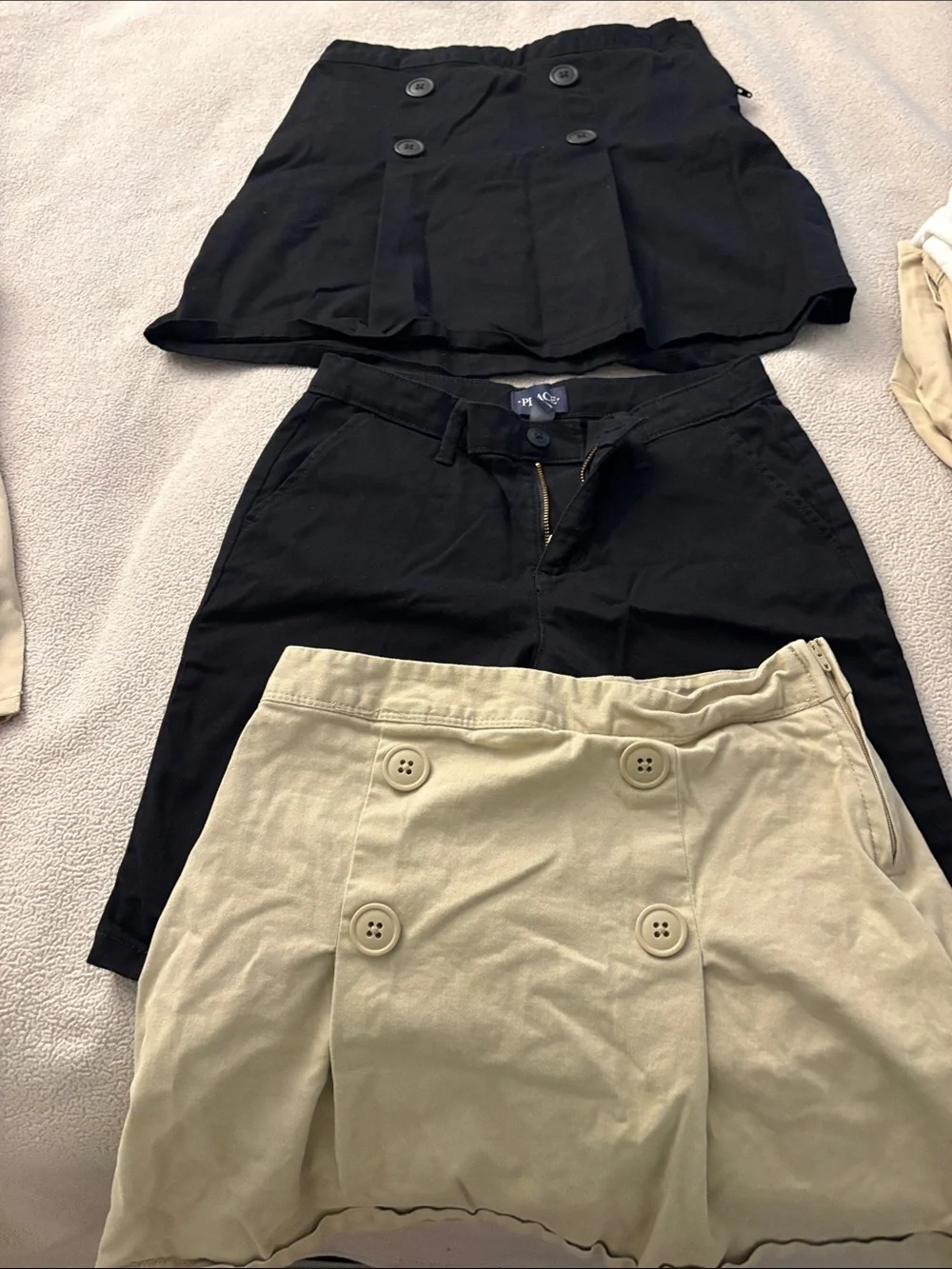The Children's Place Black & Cream Double-Button Circle Skater Skirt Set